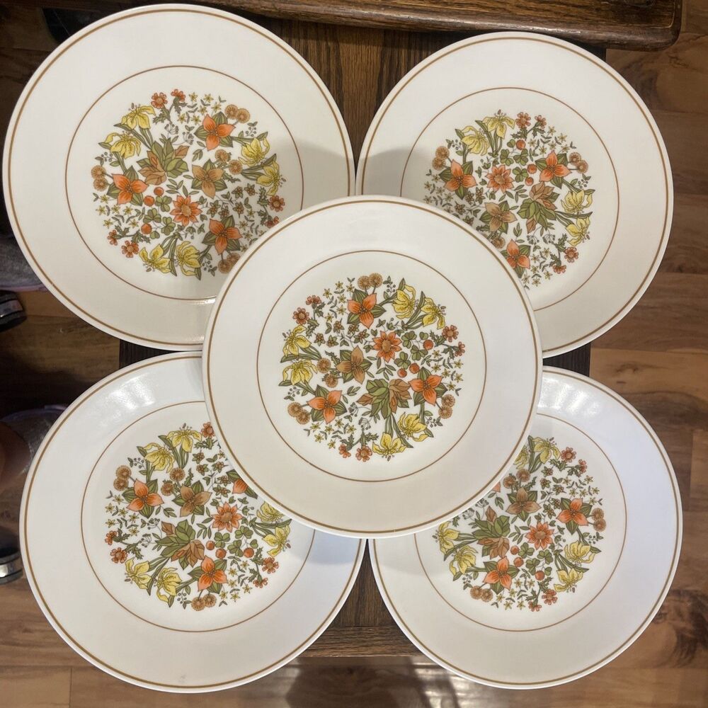 Set of 5 Vintage 1970's Corelle Indian Summer Luncheon Plates 8.5” Retired